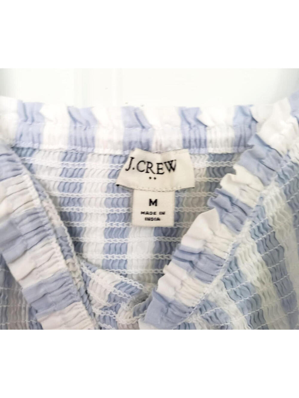 NWT J. Crew Factory tie shoulder striped smock dress Blue Sz M - Picture 3 of 7